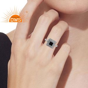 Bague en pierre d'onyx noire naturelle, argent sterling 925, vente en gros, style Vintage, fournisseur de bijoux - Product Image 5