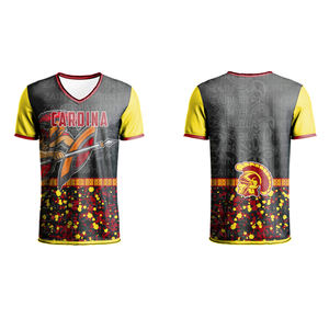 Marque personnalisée à séchage rapide col en V Sports Gym MMA Gym T-Shirt hommes Fitness entraînement manches courtes sublimation graphique course boxe - Product Image 1