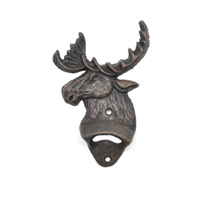 Abrebotellas de hierro fundido con cabeza de ciervo, diseño montado en la pared, calidad sólida, suministros de abrebotellas de cerveza - Product Image 2