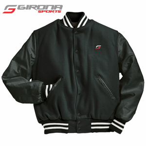 Blouson Bomber Varsity de Baseball Girona Personnalisé en Gros, Broderie sur Mesure, Laine Noire, Cuir, Imperméable - Product Image 4