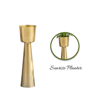 Maceta de hoja de Metal de diseño Vintage fabricada en fábrica india, acabado dorado, decoración de suelo de jardín para el hogar, maceta - Product Image 3