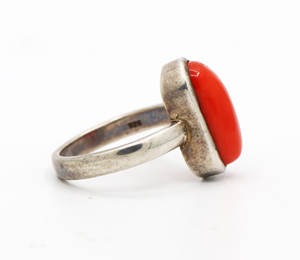 Bague en pierre précieuse de corail rouge naturel 925 bague en argent sterling massif faite à la main bijoux de mode pour grossiste - Product Image 2