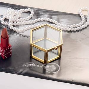 Jewelry Trinket Glass Box Ornate <b>Ring</b> Earring Box Preserved Flower Glass Box Organizer Decorative Box <b>Storage</b> Gold - Product Image 1