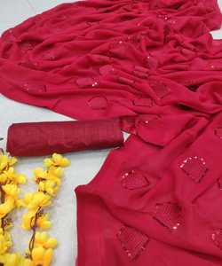 Vêtements de soirée brodés lourds Nouvelle collection Toutes les tailles et couleurs Tissu en filet brodé pour femmes indiennes Vêtement Saree prêt à l'emploi - Product Image 1