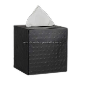 Boîte à mouchoirs en métal finition blanche martelée, porte-serviettes de table en métal finition poudre blanche - Product Image 5