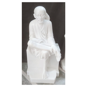 หินอ่อนสีขาวเต็มรูปแบบรูปปั้นไสบาพระเจ้านั่งอยู่บนบัลลังก์ - Product Image 1