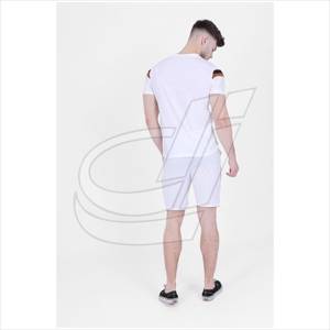 Jersey di cotone Nero con Logo Rosso Nastro Slim fit Doppia imposta T-Shirt e Pantaloncini