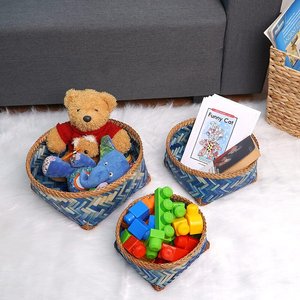 Bộ 3 giỏ lưu trữ tre tự nhiên <span class=keywords><strong>wicker</strong></span> dệt trang trí bộ sưu tập nhà mộc mạc - Product Image 2
