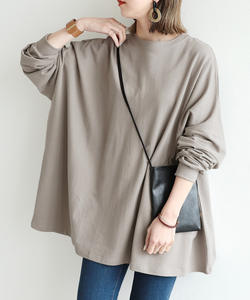 Camiseta de calidad premium bf para mujer, camisetas de color liso con cuello redondo, camisas holgadas de manga larga de gran tamaño, precio barato - Product Image 3