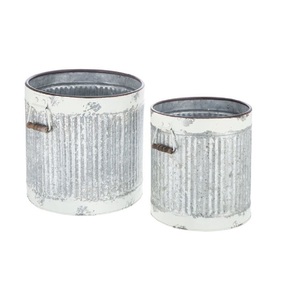 Contenedor cilíndrico de almacenamiento de alimentos en metal galvanizado gris perfecto para soluciones elegantes de organización y almacenamiento en el hogar - Product Image 5