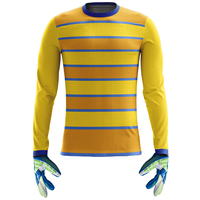 Seragam Kiper Sepak Bola Pria Desain Baru, Pad Busa, DRY-FIT POLYESTER, Kerah Kru, Pendek, Ringan, Cepat Kering, Bernapas