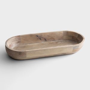 Bol à pâte en bois rustique et bol à salade en bois poli brillant en forme de rectangle de petite taille sans danger pour les aliments Offre Spéciale - Product Image 3