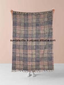 Venta al por mayor de textiles indios decorativos ecológicos 100% algodón turco estampado a mano manta tejida con flecos tamaño personalizado - Product Image 5