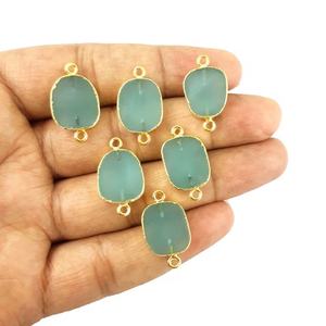 Calcédoine en pierre précieuse galvanisée, connecteur en tranches libres, colliers et bracelets, fabrication de bijoux, pendentif - Product Image 1
