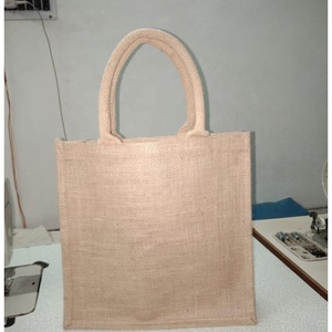 Sacs fourre-tout en jute unis personnalisables avec poignées en coton Sacs à provisions réutilisables à cordon pour cadeaux Promotions Matériel PC et PVC - Product Image 2