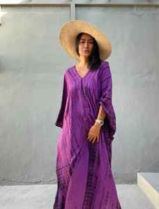 Nuevo vestido caftán con patrón Floral suelto Sexy lavable ecológico con cuello en V de talla grande hasta el suelo para mujer nuevo estilo playa de verano - Product Image 2