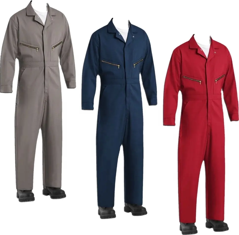बॉयलर सूट चौग़ा Coveralls Workwear के लिए पुरुषों चिंतनशील कस्टम कपास Oem शैली समय महिमा नेतृत्व काम रंग
