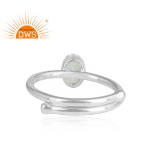 Bague en pierre d'améthyste verte naturelle pour filles, argent 925, ajustable, à la mode - Product Image 4
