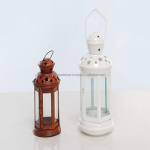 Handmade <b>Small</b> Moroccan Metal <b>Lanterns</b> Easter Home Decoration Candlestick Holder with Elegant House Candle for Festive Decor - Product Image 1