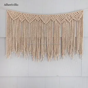 Tirai Macrame pemasok India tirai mewah Macrame latar belakang pernikahan India gantungan dinding Boho dari India