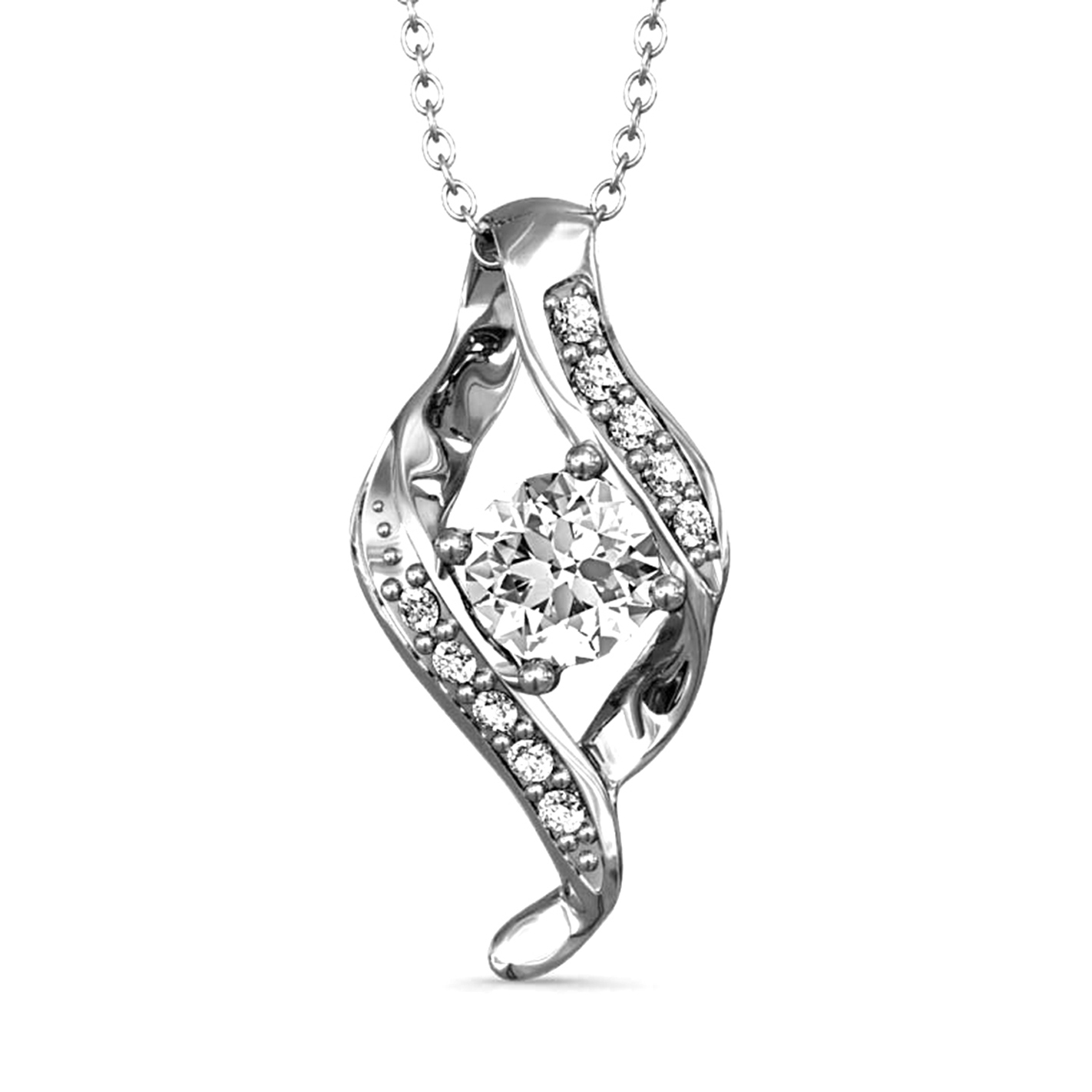 Collana in Ottone Placcata in Oro Bianco 18k Ispirata a Marchi di Lusso