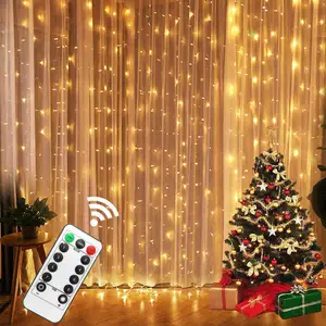 Cortina inteligente para interiores y exteriores, decoración de luces navideñas, venta al por mayor