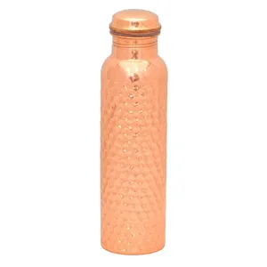 Unique Ayurvedic Cool Water Bottle 100% Copper Drinking Bottle Metal Hammered Sipper Lacquer Advanced 1L Leak Proof Protection