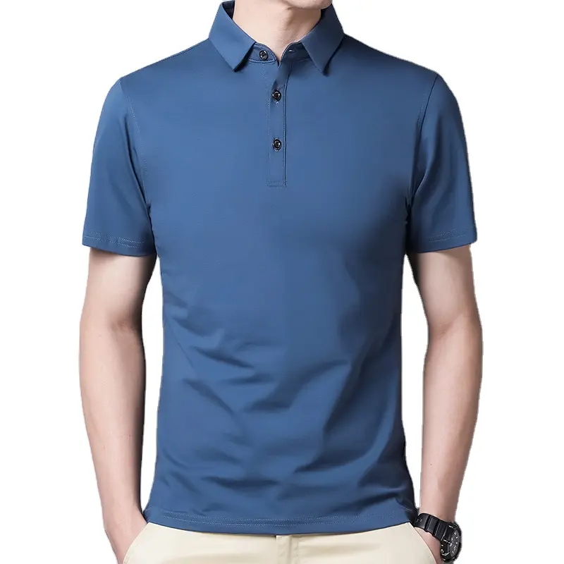 メンズソリッドポロシャツ半袖ゴルフピケポロシャツプレーン綿100% 210gsmポロTシャツ襟付き