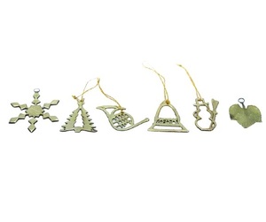 METAL SMALL TRUMPET LEAF TREE <b>SNOWFLAKE</b> ASSORTED HOT SELLING CHRISTMAS HANGING ORNAMENT SET - Product Image 1