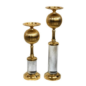 Portavelas decorativo de oro antiguo con vástago acrílico, mesa de boda de diseño único, centro de mesa, candelabro de luz en T de lujo - Product Image 1