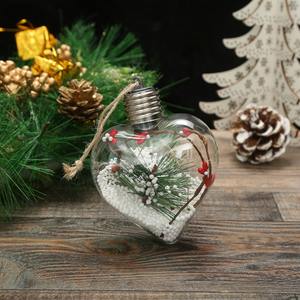 Décoration de Noël SHUANGYUAN, <span class=keywords><strong>boules</strong></span> de décoration d'arbre suspendues en forme de cœur, matériau PET transparent, éclairage LED - Product Image 5