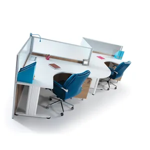 Новое поступление, современный дизайн, компьютерный стол, офисная мебель, деревянная рабочая станция для четырех человек