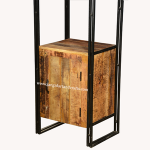 Étagère industrielle en bois et fer à 3 niveaux pour salon, bureau à domicile, design moderne sans dossier, pliable - Product Image 4