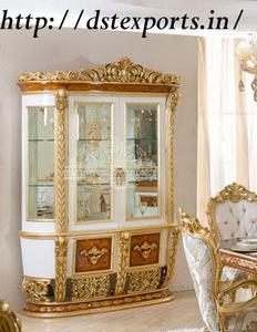 Royal Dining Room <b>Furniture</b> in <b>High</b> <b>Gloss</b> Polish Luxury Italian Highly Crafted Dining Table Set Gold Leaf Carving Dining Set - Product Image 3