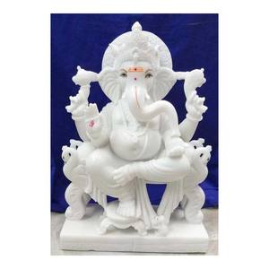 Estatua de Ganesh de Mármol, Murti de Ganesh de Mármol Blanco, Ídolo de Ganesh de Mármol - Product Image 1