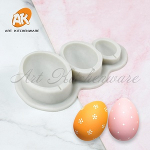 AK 3D Easter Egg Fondant Bolo Decoração Silicone Mold Crianças DIY Pastelaria Baking Ferramenta com Coelho Argila Doce Chocolate Moldes - Product Image 4