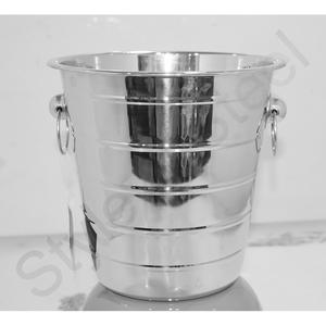 Cubo de vino acanalado de acero inoxidable Cubo de champán con anillo 22 cm Cubo de hielo enfriador de cerveza de vino champán de acero inoxidable - Product Image 2