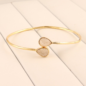 Pulsera de rutilo dorado con acabado cepillado, pulsera ajustable hecha a mano chapada en oro y plata - Product Image 1