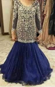 Vestido azul de diseñador Top bordado pesado con Lehenga Elegante ropa india tradicional Traje de fiesta elegante 2025 - Product Image 2