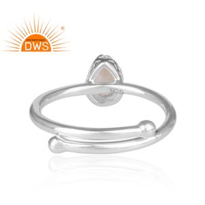 Anillo de plata de primera ley con piedra lunar para mujer, sortija, plata esterlina, arco iris - Product Image 4