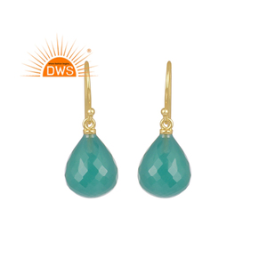 À la mode Top Vente En Argent Sterling Plaqué Or Drop Boucle D'oreille Vert Onyx Gemstone Boucle D'oreille Fournisseur Pour Les Femmes Cadeau Pour Elle - Product Image 1