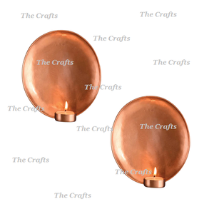 Ensemble de deux bougeoirs muraux ronds en métal couleur cuivre, bougeoirs pour bougies chauffe-plat au meilleur prix - Product Image 1