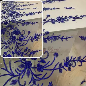 Handmade đính cườm vải ren cô dâu cho ăn mặc từ rajgadhia xuất khẩu mới 2022 sang trọng phi pháp vải tuyn ren màu xanh váy cưới