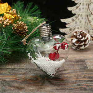 Décoration de Noël SHUANGYUAN, <span class=keywords><strong>boules</strong></span> de décoration d'arbre suspendues en forme de cœur, matériau PET transparent, éclairage LED - Product Image 1