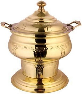 Brass Vintage Style Chafing Dish Circular Gold <b>Warming</b> Equipment - Product Image 1