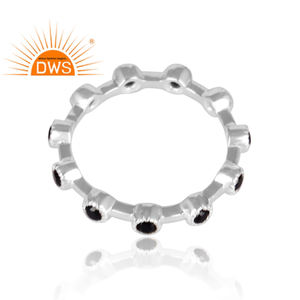 แหวนพลอยสปินเนอร์สีดำทำจากธรรมชาติ,แหวนเพชรสเตอร์ลิง Eternity - Product Image 2