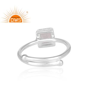 Bezel-Set Quartz <b>Square</b> Shape <b>Adjustable</b> Ring 925 Sterling Silver Trendy Wedding/Anniversary Jewelry - Product Image 4