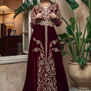 Vestido caftán de novia con bordado pesado de DABKA, KASAB, cuentas de cristal, trabajo de piedra de cristal para fiesta/boda @ 2022 - Product Image 1