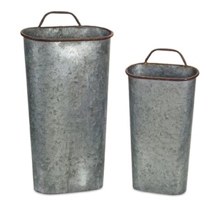 Macetero de pared para Casa de Campo de Navidad, contenedor de paja galvanizada encantadora, Juego de 2 plantas caseras con acabado rústico, con flores de transporte - Product Image 3
