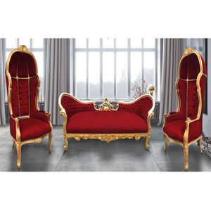 Conjunto de sofás de estilo francés para sala de estar, juego de sofás de madera tallados de lujo con capucha, sillas y sofá - Product Image 1